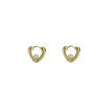 Détails des boucles d'oreilles cœur dorées avec perle centrale et incrustations - Or/Cœur avec Perle