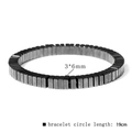 Men vintage hematite bracelet with 3x6mm rectangular beads and 19cm elastic cord - Dark Rectangular 3*6mm