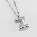 Balloon style letter Z pendant necklace in silver finish with delicate bead chain - Letter Z / Steel
