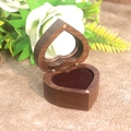 Heart-shaped dark walnut wood ring box with a deep red velvet interior for proposal - Heart Window / Walnut (Coffee Single Slot)
