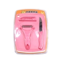 3-piece pink ceramic fruit knife set including paring tool and cutting board - Metal Blade / Nordic Pink