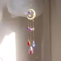 Χρυσό μισοφέγγαρο και αστέρι suncatcher με κρυστάλλινα μενταγιόν πολλαπλών όψεων - N3-Χρυσό Φεγγάρι Αστέρι-AB Χρώμα Κρυστάλλινη Μπάλα