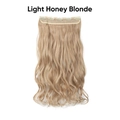 Long wavy light honey blonde hair extensions with five-clip attachment for women - Light Honey Blonde
