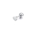 Polished silver heart-shaped stainless steel stud earring with a secure screw-back ball - Solid Heart & Ball Style / 1 Piece / Steel