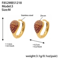 Gold plated stainless steel hoop earrings with pink to red gradient teardrop zircon - Pink (Medium)