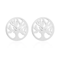 Silver Tree of Life hollow stud earrings with symmetric round metal design - 193/Tree of Life / Steel
