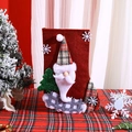 Hessian Christmas stocking featuring Santa Claus with green tree and snowflakes - E4-2 Medium Fence Sock Santa