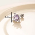 Orecchino a perno in acciaio al titanio con zircone viola e dettaglio a rombo - Blu Viola (Singolo)