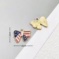 Bowknot alloy charm with US flag enamel finish for jewelry making, 1.6cm width - 2822 Bowknot