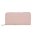 Pink crocodile pattern long wallet for women with golden zipper and multi-card slots - Pink