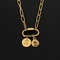 14K gold plated stainless steel necklace with sparkling crystal letter Z pendant - Gold / Letter Z