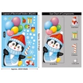 Christmas penguin and snowman static window stickers set with product dimensions - Small Penguin
