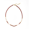 Collana bohémien con perline di argilla marroni e rosa e chiusura in acciaio dorato 18K - Mix Rosa Marrone
