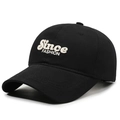 Classic black cotton baseball cap with white Since FASHION 3D embroidery detail - Adjustable / Black