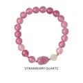 Detail of strawberry quartz beaded bracelet with gold spacers and zircon accents - Strawberry Quartz Emerald Agate Style (WB335)