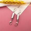 Silver magnetic jewelry clasps with lobster hooks on a minimalist card background - White K Cylindrical Magnetic Clasp / 6x46mm