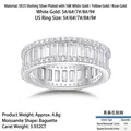 Elegant 925 sterling silver eternity ring featuring brilliant moissanite stone pavé - R13789+gra/black Card / US Size 7 / Circumference 54.3mm