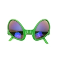 Funny green alien sunglasses with colorful purple-blue gradient lenses for parties - Bright Green Frame Blue Rainbow Lens