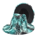 Cappello fedora a tesa larga tie-dye blu e nero con stampe graffiti stile street - M (56-58cm) / Graffiti Tie-Dye Verde