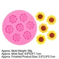 Pink daisy sunflower silicone mold with 7 cavities for fondant and cake decorating - Style 5 (B621) / Pink