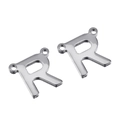 Pendentifs lettre R en acier inoxydable argenté poli avec doubles boucles d'attache - Couleur Acier-Lettre R / Ensemble de 20 Pièces