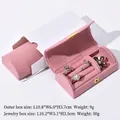 Pink velvet portable jewelry organizer box with rings and dimensions 10.2x5.1x3.5cm - Arched Pink