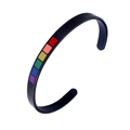 Detalle de brazalete de 6mm en acero negro mate con esmalte de arcoíris para mujeres - Negro