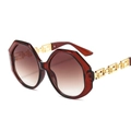 Octagonal oversized sunglasses in amber brown with gold Greek key pattern temples - Tea Frame Gradient Tea Lens