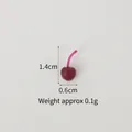 Miniatura de cereza en resina rojo oscuro para manualidades, 1,4cm por 0,6cm - Cereza morada individual mediana-1.4cm