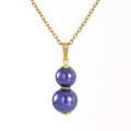 Detail of a purple pearl gourd pendant on a delicate gold titanium steel chain necklace - Royal Blue