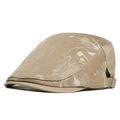 Khaki newsboy cap with white paint splatter pattern and side adjustment buckle - Khaki Ink Splatter Style / Khaki