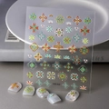 5D embossed nail art stickers with colorful floral patterns and display tips FEB-648 - FEB-648