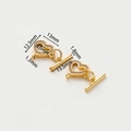 Detail view of 14k gold-plated heart-shaped OT toggle clasp with rhinestone inlay for jewelry - 18K Love Heart OT Clasp - 2Pcs/Pack