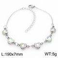 Bracciale a cuore in acciaio inossidabile argento con zircone e chiusura a moschettone - Argento/Cangiante (KB183070)