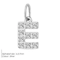 Letter E stainless steel pendant charm with clear cubic zirconia in silver finish - Letter E(ZP39269) / Steel