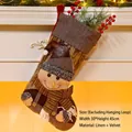 Linen and velvet Christmas stocking with 3D snowman design and striped scarf, 30x45cm - Snowman Style (077-B)