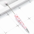 DIY plastic beadable pen with pink and red heart patterns and silver metal accents - Pink Heart Ornaments (46)