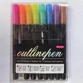 Set of 8 double line outline pens in vibrant metallic colors for DIY art journals - 8 Colors Black Barrel No Tray