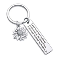 Silver sunflower keychain with engraved inspirational quote pendant for friendship gift - 12x50mm / Sunflower Style (Stand Tall-C1140)