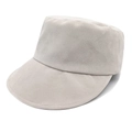 Detalle de gorra militar de ante gris claro con costuras dobles y diseño de parte plana - M (56-58cm) / Beige