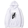 Sweat à capuche blanc F-CAW-F avec motif graphique de corbeau noir et branche en coton - S / Blanc