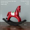 Handcrafted red wooden rocking horse ornament with white saddle and vintage finish - Red