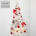 Albero di Natale da parete fai-da-te in legno da 90cm con decori rossi e luci LED - Set Albero Appeso Rosso e Bianco 90cm
