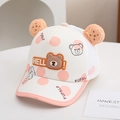 Detail view of breathable summer mesh baseball cap with cute bear ears and Hello print - 50cm (1-3 Years) / Orange