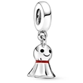 Silver smiling doll charm with a red stripe accent for DIY cartoon jewelry making - Red Stripe Smiley Face Doll Charm