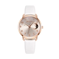 Montre à quartz élégante pour femme avec bracelet blanc motif lune et dateur - Montre Uniquement / Blanc