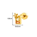 Orecchino a bottone a forma di cartone di succo dorato con gemme gialle e arancioni - Forma di Scatola di Succo (908-4#Oro)