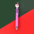 Pink Christmas ballpoint pen with Santa Claus topper and multi-color ink toggles - Santa Claus - Pink Barrel V3