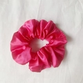 Rose pink satin silk scrunchie with glossy finish for elegant hair styling - Rose Red