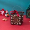 Scatola regalo di Natale nera con motivi a fiocchi di neve e manico in nastro rosso - Con Nastro e Manico / Campanello Caffè